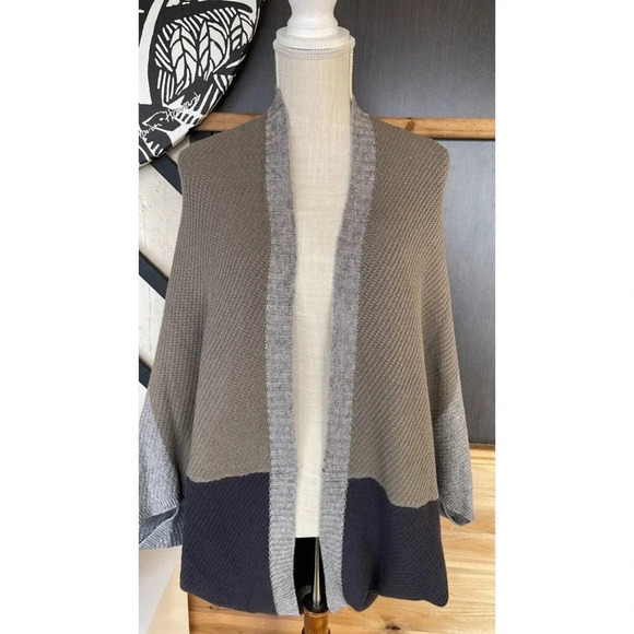 Rust/green Colorblock Dolman Sleeve Cocoon Cardigan one size shall, coat - Picture 2 of 4